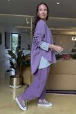 Made in Italy Cooper Needlecord Scoop Dip Back Top Dewberry